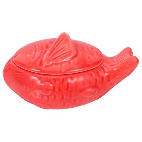 OSALADI Ciotola per Condimenti in Ceramica con Coperchio a Forma di Pesce, Stoviglie in Stile Giapponese per Ristoranti e Famiglie, Piatto per Salsa di Soia Creativo e Pratico