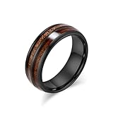 Whoiy Anillos de boda plateado/negro/oro rosa con grabado, alianza de tungsteno 6 mm/8 mm, madera, anillo para hombre, cúpula, bisutería para hombre, anillos talla 52-67, 54 (17.2), Carburo de