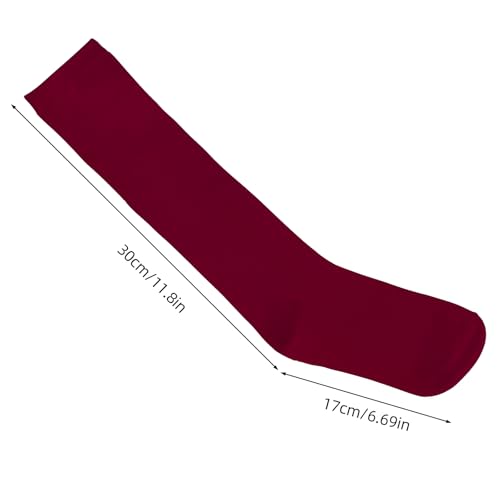 Topbuti 3 Pairs Cotton Knee High Tube Socks School Uniform Athletic Sports Socks Baseball Soccer Socks for Girls and Boys (Wine Red) - Thumbnail 2