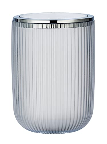 WENKO Portarifiuti con coperchio basculante Agropoli S Trasparente, 2 litri, portarifiuti per la stanza da bagno con coperchio, plastica di qualitĂ dalla forma scultorea e con superficie smerigliata