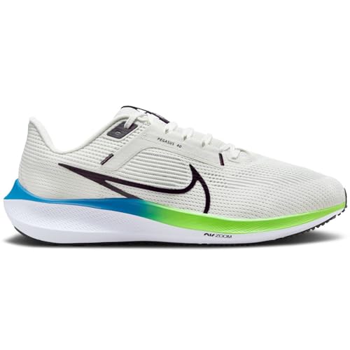 Nike Pegasus 40 Men's Road Running Shoes (Extra Wide) (DV7480-006, Platinum Tint/White/Green Strike/Black) Size 11