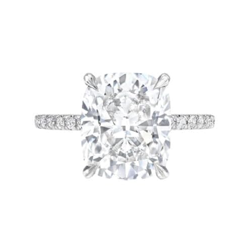 4 CT Elongated Cushion Moissanite Engagement Rings for Women Handmade Wedding Bridal Ring Set Solitaire Pave Hidden Halo Silver 10k 14k 18k Solid Gold Anniversary Promise Gifts