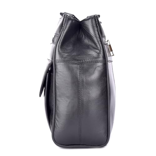 K London Ladies Leather Handbag in Soft Leather - Womens Designer Shoulder Hand Bag with 2 Top Handles – 8 Pockets 2 Zipped Main Sections – Practical (KL_1733_Parent)