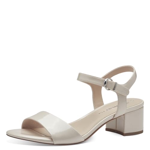 Tamaris Damen Sandalen mit Absatz Vegan Blockabsatz; CHAMPAGNE/beige; 39
