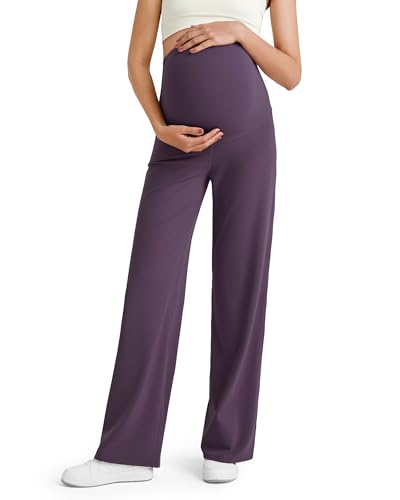 Image of G4Free Women's Maternity BareFeel Wide Leg Yoga Pants | Bump-Friendly Coverage,Wide Leg Design,Lycra Blend,Extremely Soft,Skin-like Touch,for Work Casual Wear