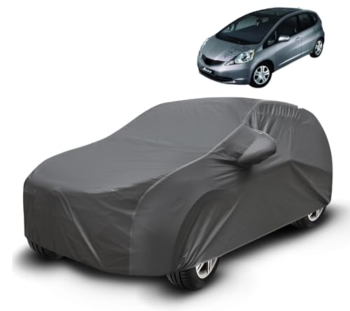 Image of Auto Hub Waterproof Car Cover Compatible with Jazz (Model : 2013-2019) with Mirror Pockets, Soft Cotton Lining, Jazz Car Cover Waterproof, Grey