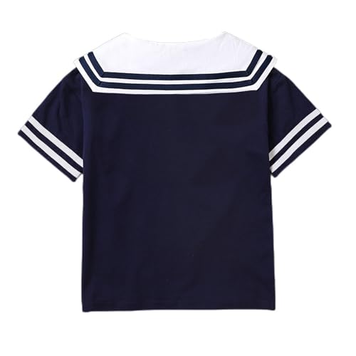Mud Kingdom Girls Nautical T-Shirts Fashion Casual Cute Short Sleeve Sailor Collar 4-12Y2