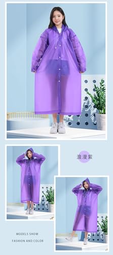 Image of Rain Ponchos for Adults, Reusable PEVA Rain Coats for Women Men Waterproof Lightweight Long Rain Jackets with Hood