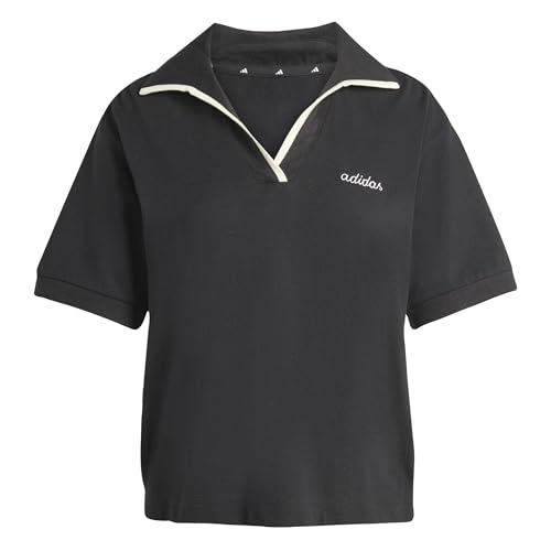 adidas Damen Seasonal Essentials Colorpop Polo with Embroidered Graphic, Black/Off White, XL