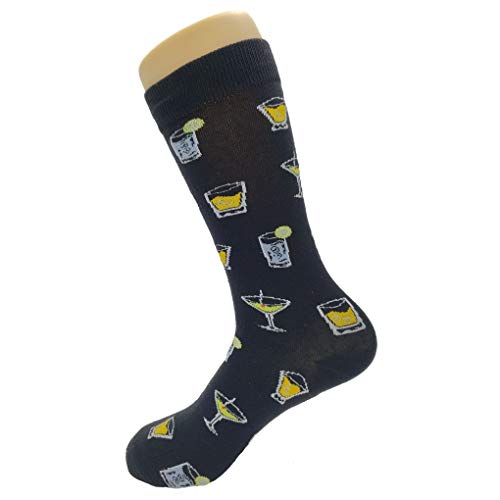 Martini & Drink Dress Socks Funny Novelty Crazy Fun Design Men Size 8-12 Cotton Casual Crew Colorful Funky Fancy Socks Gift for Men3