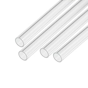 sourcing map Acrylic Pipe Clear Rigid Round Tube 4pcs 8mm ID 10mm OD 6″ for Lamps and Lanterns, Water Cooling System