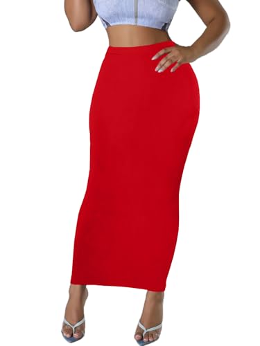 Women's Long Pencil Skirt - High Waisted Summer...