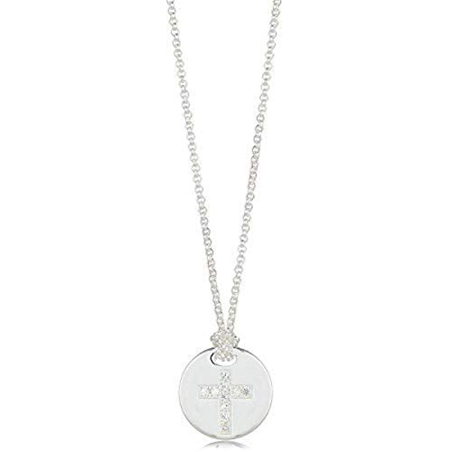 Molly B London Sterling Silver Personalized Angel of Mine White Topaz Cross Necklace | First Holy Communion Gift | Baptism Jewelry | Girl's Religious Jewelry | QuinceaÃ±era Gift | Baby & Girls Jewelry