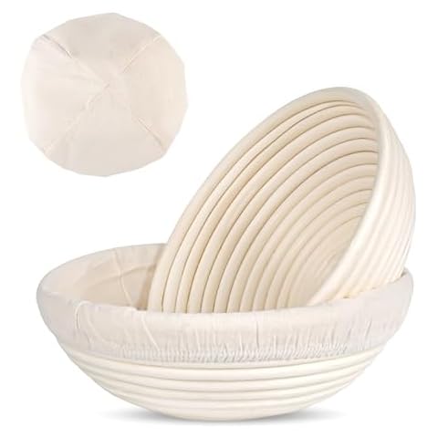 Saint Germain Bakery Premium Round Bread Banneton Basket with Liner (Set of 2 9" Round Baskets) Cover