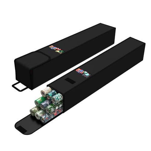 DUDSOEHO Geschenkpapier Organizer, 2Stück Strapazierfähiges 600D Oxford-Gewebe Wasserdicht für Geschenkpapierrollen Aufbewahrungstasche (79x13x13cm) - Schwarz