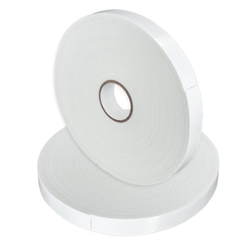 2 Rolls Double Sided White Pe Foam Tape, Outdoor and Indoor Heavy Duty Strong Weatherproof Adhesive Double Stick Foam Tape, Removable Without Residue for Home Office Decoration (65.6 Ft Long)