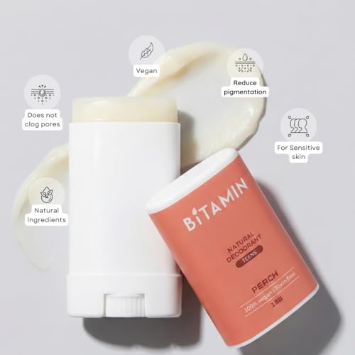 Image of Bitamin Natural Deodorant Underarm Roll On Cream For Kids & Teens | Kids Deodorant Roll On for Girls & Boys With 3% Vitamin C & E | No Aluminium, No Alcohol, No Parabens & No Triclosan | 8 Hour Odour Control, Ages 10-18 | Peach 15 g Each (Pack Of 1)