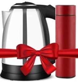GREEN KIVVI ELECTRIC KETTLES WITH TEMPERATURE BOTTLE (silver & black + red, 1.8)