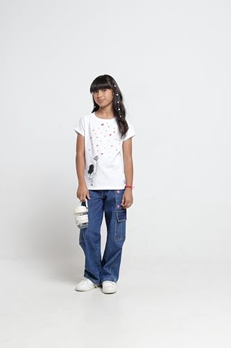Image of Under Fourteen Only Girls Cotton Tops Collection - Round Neck, Crop Top, Full & Half Sleeve, Drop Shoulder, Ruffle Sleeve, Graphic Printed, Embroidered & Slub Knit Styles