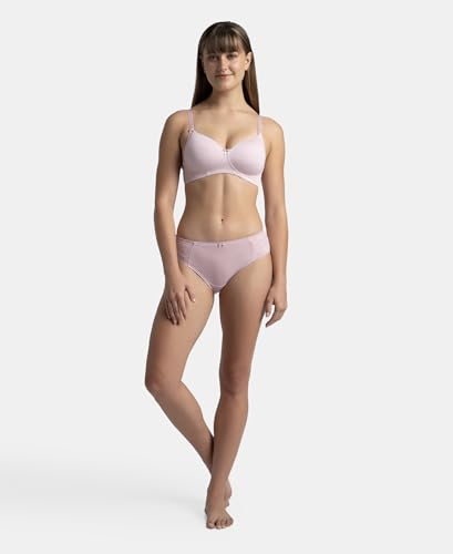 Image of Jockey 1816 Women Wirefree Padded Soft Touch Microfiber Elastane Stretch Full Coverage T-Shirt Bra with Lace Styling