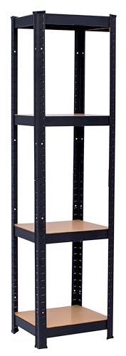 SCHULTE Regalwelt Schwerlastregal mit 4 MDF-Böden, 180x50x50 cm (HxBxT), 150 Kg Traglast pro Boden, schwarz