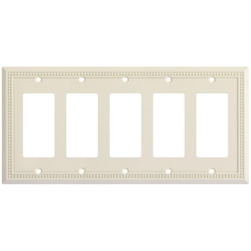 Image of Henne Bery Sunken Pearls Heavy Duty Decorative Wall Plate Switch Plate Outlet Cover (5-Gang Decorator, Light Almond)