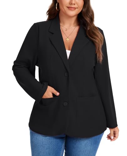 MINTLIMIT Plus Size Blazers for Women Casual Work Office Long Sleeve Button Front Cardigan Suit Jacket Blazer with Pockets4