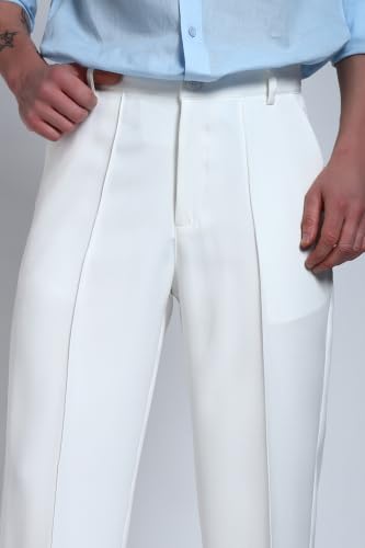 PERCH Solid Pintuck Korean Pants for Men White - Image 4