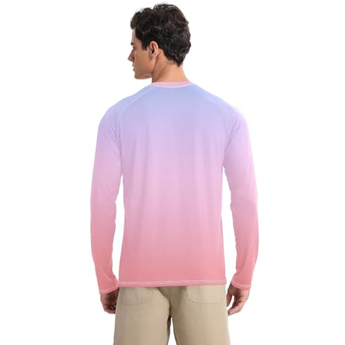Purple Gradient Men's UPF 50+ Swim Shirts Slim fit Elasticity UV Protective Clothing Summer2