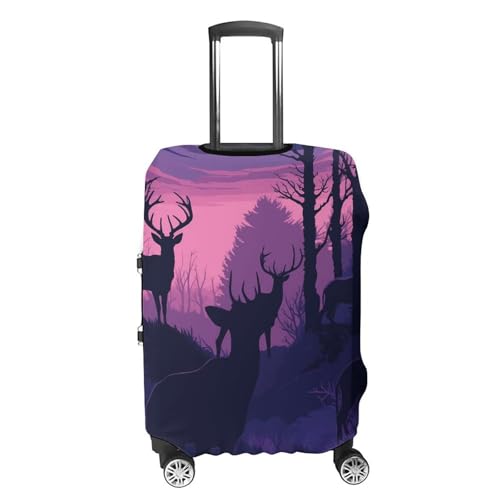 Deer Silhouette Luggage Cover, Washable Elastic Suitcase Cover Protector Fit 18-32 Inch Luggage4