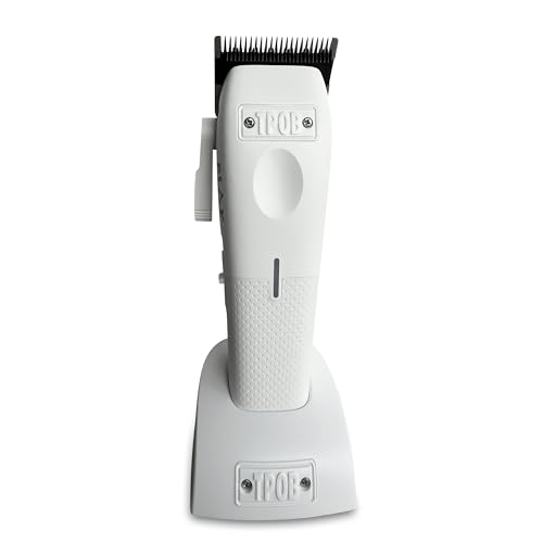 Image of TPOB Professional Barber Hair Clipper Play Mini White for Men 7500 RPM with White Rubber Grips