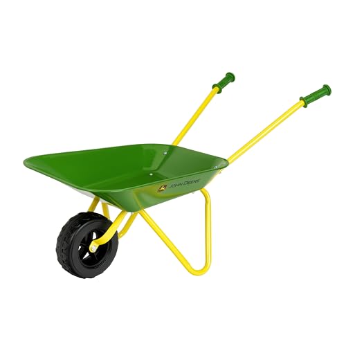 Theo Klein 3983 Carrinho de mão John Deere de metal, carrinho robusto com rodas estáveis, capacidade de carga até 10 kg, brinquedo para crianças a partir de 3 anos
