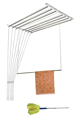 Image of LAKSHAY - 8 Pipes x 6 Feet - Heavy Duty - Stainless Steel Ceiling Cloth Dryer for Balcony | Cloth Drying Rope with Pulley | Cloth Hanging Stand | Clothes Drying Stand Wall Mounted