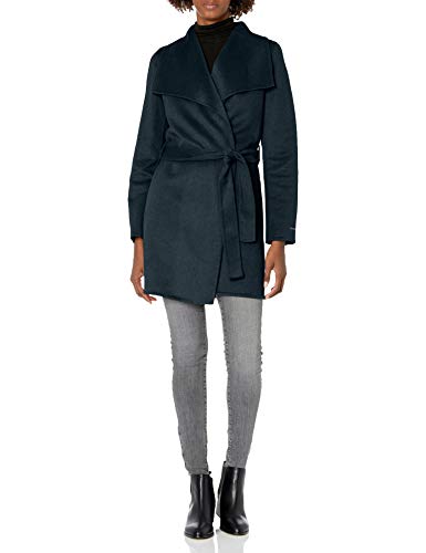 Image of TAHARI Women's Double-faced Luxury Soft Wool Blend Peacoat- Wrap Wool Coat With Removable Belt