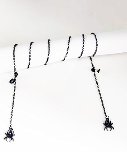 Image of Glasses Chain for Women Black Goth Spider & Mask Pendant Eyeglass Strap Holder Halloween