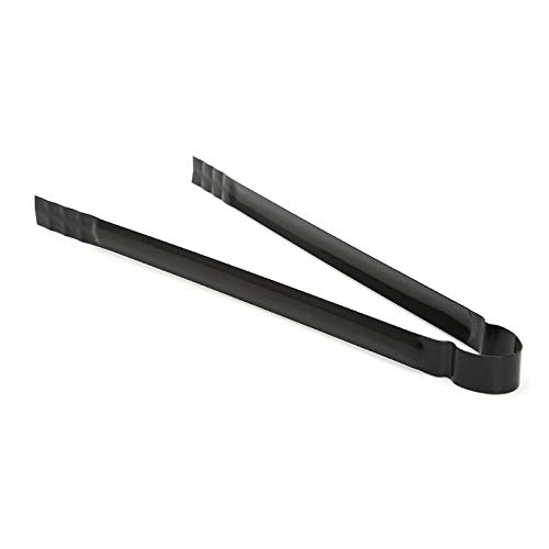 Aourrmmer Brush Barbecue Charcoal Tong Metal Handle Grill Food Clip Outdoor Camping Cooking Tool 2pcs Barbecue (Color : Black)