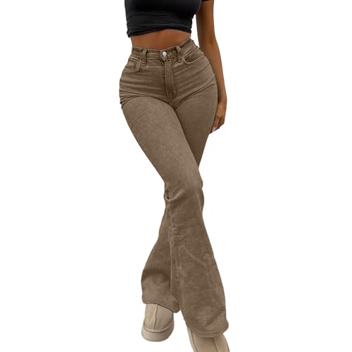 Women Bell Bottom Jeans 2026 High Waisted Elastic Waist Flared