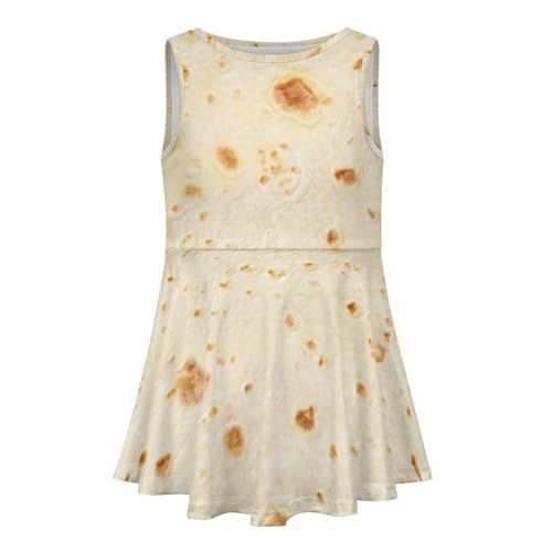 Burrito Tortilla PatternGirls Summer Casual Sleeveless Dress130CM4