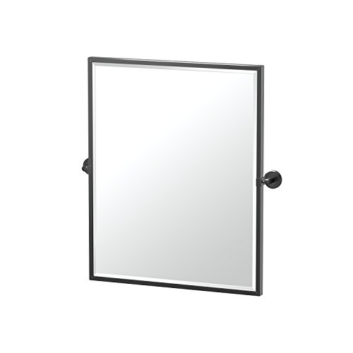 Gatco 4249XFSM Latitude II Small Framed Rectangle Pivot Mirror, 25 Inch, Matte Black