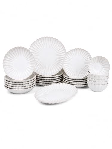 BRICARD Juego De Platos Paris Beige 25 Piezas - Vajillas Completas 6 Personas De Vajilla Porcelana - Con Platos Llanos, Platos Hondos Y Cuencos - Platos Vajilla Para Microondas Y Lavavajillas