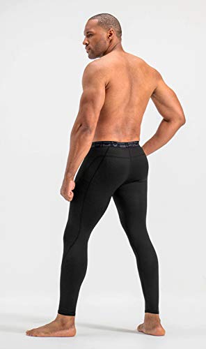 Devops Men's Thermal Compression Pants, Athletic Leggings Base Layer Bottoms (2 Pack) (X-Large, Black/White) #TOP5