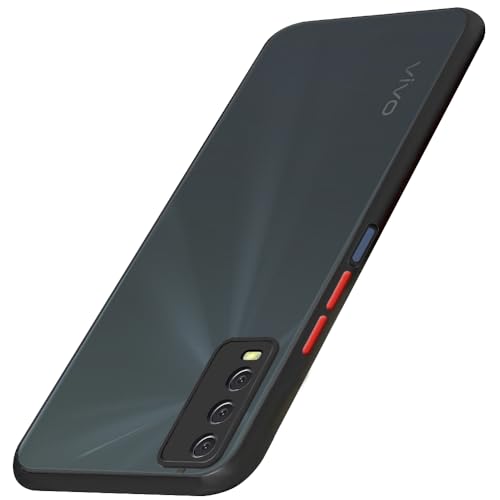 Image of TheGiftKart Translucent Hybrid Back Case Cover for Vivo Y20 / Y20a / Y20g / Y20i / Y20t / Y12g / Y12s | Smoked Matte Back | 360 Degree Protection | Protective Hard Back Cover (PC & TPU, Black Bumper)