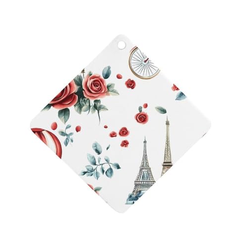 Eiffel Tower Paris Flowers Bicycle Car Air Freshener Hanging Aromatherapy Tablets for Car Accessories Rhombus