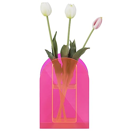 Navaris Acryl Vase pink - transparente Blumenvase aus Acrylglas -...
