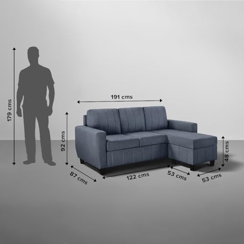 Image of Sleepyhead Bae Designed by Duroflex - Interchangeable L Shape Sofa Set |Modular Rearrangeable Lounger |Space-Saving, Comfortable & Easy-Maintenance Sofa for Living Room |3 Year Warranty - Ocean Blue