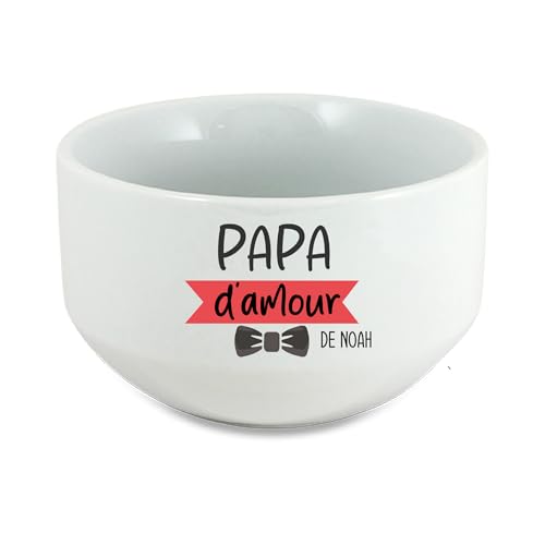 Générique Bol Papa d’Amour Personnalisé 600 ml – Cadeau Fête des Pères Original – Bol avec Prénom Enfant – Bol Petit Déjeuner Papa Design Chic