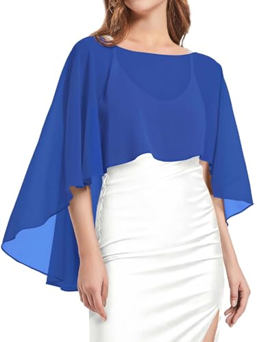 Image of Women Shawl and Wraps for Evening Dress Chiffon Cape Sheer Poncho Cover Up