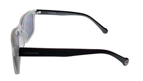 Converse Mens Black Crystal Plastic Rectangle Sunglass, Flash Lens H0623