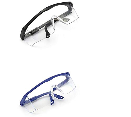 BENWEI 2 PACK Anti-splash Glasses Medical Eye Protective Goggles Eyewear Anti-UV Dust-proof Goggles Anti-fog Fully Enclosed Adjustable, Black and Blue