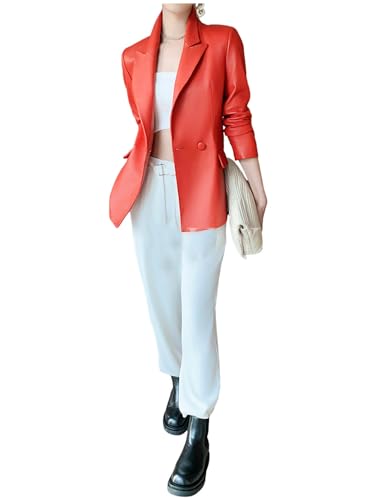 Manteau en cuir femme blazer de costume habillé boutonné pour look business casual